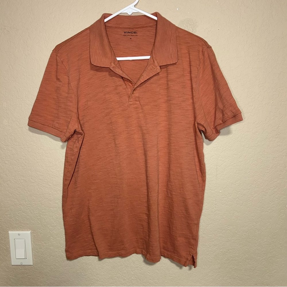 Vince 100% Cotton Polo Shirt in Rust Medium